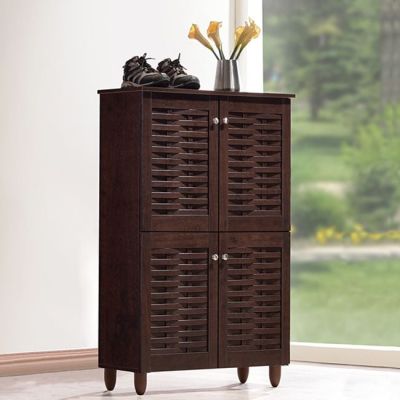 Shoe Cabinet Wooden 4 doors HM2210.01 Wenge 77x34x123