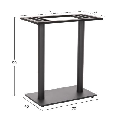 BAR TABLE BASE HM478.20 MEDIUM HEIGHT MATTE GREY METAL 2-PILLAR 40Χ80Χ90Hcm.