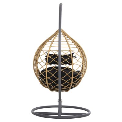 SINGLE HANGING NEST WITH FOOTREST GRACIE HM5755.02 BEIGE SYNTHETIC RATTAN-GREY STEEL FRAME Φ104x200Hcm.