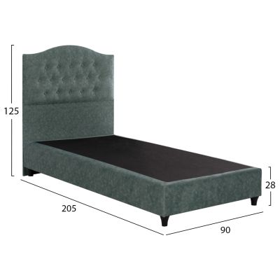 HM651.27 bed MALENA, Nubuck-type GREEN fabric, 90x200