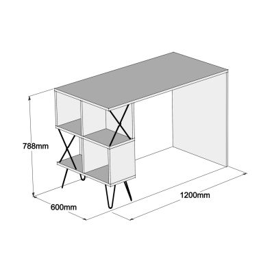 УЧЕБНО БЮРО HM9509.02 МЕЛАМИН ОРЕХ С РАФТОВЕ 120x60x78.8Hcm.