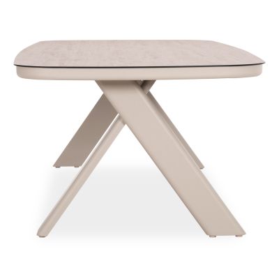 DINING TABLE CRANFIELD SM6499.02 ALUMINUM IN BEIGE--GLASS 242x110x74Hcm.