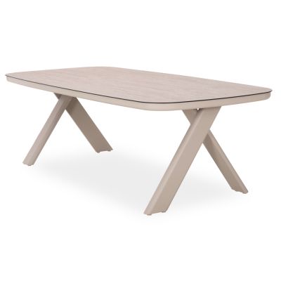 DINING TABLE CRANFIELD SM6499.02 ALUMINUM IN BEIGE--GLASS 242x110x74Hcm.
