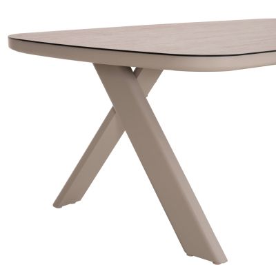 DINING TABLE CRANFIELD SM6499.02 ALUMINUM IN BEIGE--GLASS 242x110x74Hcm.