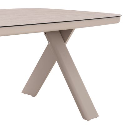 DINING TABLE CRANFIELD SM6499.02 ALUMINUM IN BEIGE--GLASS 242x110x74Hcm.
