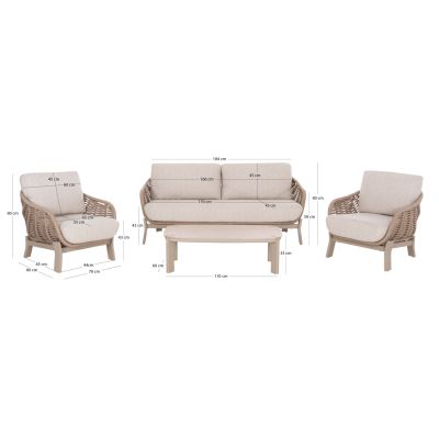 LOUNGE SET 4PCS AMETHYST SM6501.02 BEIGE ALUMINUM-ROPE-SINTERED STONE