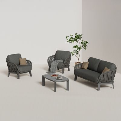 LOUNGE SET 4PCS AMETHYST SM6501.01 DARK GREY ALUMINUM-ROPE-SINTERED STONE