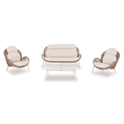 OUTDOOR LOUNGE SET 4PCS RIVEN SM6394.01 IVORY ALUMINUM-ROPE-BEIGE FABRIC