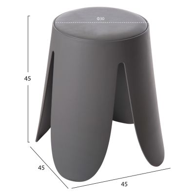 STOOL DENTY HM9619.10 POLYPROPYLENE IN GREY-PU SEAT IN GREY Φ30x45Hcm.