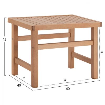 ТАБУРЕТКА-ХОЛНА МАСА KOLI HM11499.03 НАТУРАЛЕН ЦВЯТ ИМПРЕГНИРАН 60x40x45Hcm