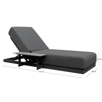 SUNLOUNGER WITH INTEGRATED SIDE TABLE SUBLIME SM6560.01 GREY ALUMINUM & SINTERED STONE 193x69x26H