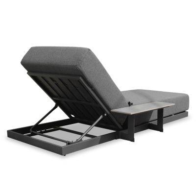 SUNLOUNGER WITH INTEGRATED SIDE TABLE SUBLIME SM6560.01 GREY ALUMINUM & SINTERED STONE 193x69x26H