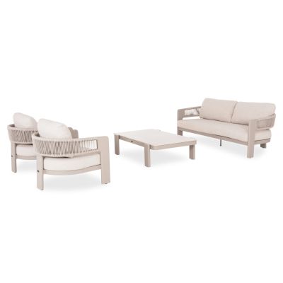 LOUNGE SET 4PCS BARON SM6478.04 BEIGE ALUMINUM--LIGHT GREY ROPE-OLEFIN