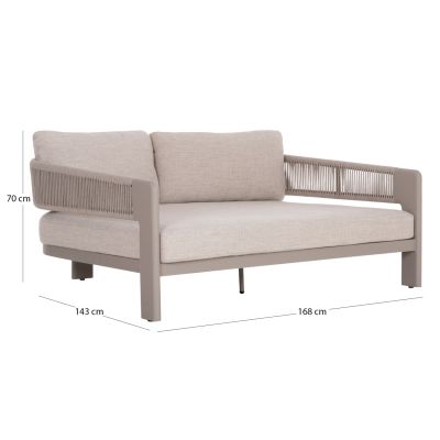 ДВОЕН DAYBED BARON - БЕЖОВО АЛУМИНИЕВО-ВЪЖЕВО-ОЛЕФИН 168x143x70В