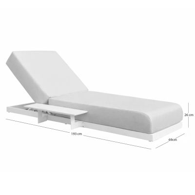 SUNLOUNGER WITH INTEGRATED SIDE TABLE SUBLIME SM6560.02 WHITE ALUMINUM & SINTERED STONE 193x69x26H