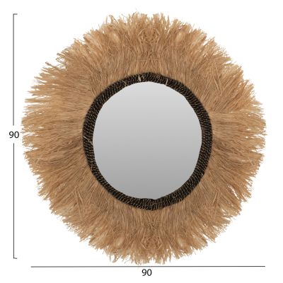 MIRROR ROUND SISAL FIBER AND ABACA FIBER FRAME IN NATURAL-BLACK Φ90cm.HM7746