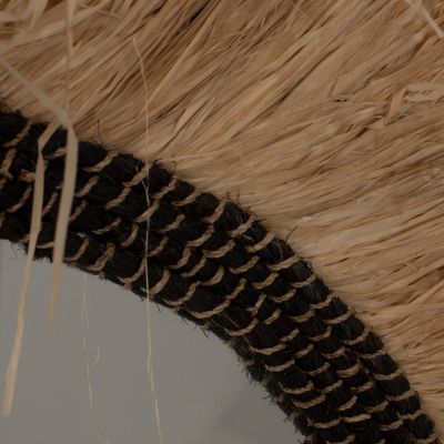 MIRROR ROUND SISAL FIBER AND ABACA FIBER FRAME IN NATURAL-BLACK Φ90cm.HM7746