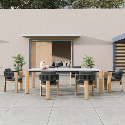 ЕКСТЕРИОРЕН СТОЛ BARON ТОПЛОПРЕНОСЕН АЛУМИНИЙ -- ВЪЖЕ И ОЛЕФИНОВА ПЛАТА В СИВО 59x59x73.5В