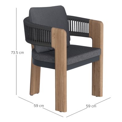 ЕКСТЕРИОРЕН СТОЛ BARON ТОПЛОПРЕНОСЕН АЛУМИНИЙ -- ВЪЖЕ И ОЛЕФИНОВА ПЛАТА В СИВО 59x59x73.5В