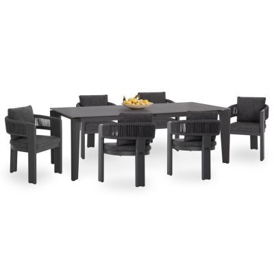 OUTDOOR 6-SEATER DINING SET CERRIG SM10851.01 ALUMINUM-SINTERED STONE-OLEFIN IN GREY