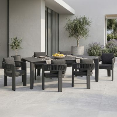 OUTDOOR 6-SEATER DINING SET CERRIG SM10851.01 ALUMINUM-SINTERED STONE-OLEFIN IN GREY