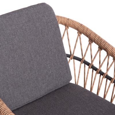 OUTDOOR DINING SET 7PCS KRUM HM21157 DARK GREY ALUMINUM--P.E. RATTAN