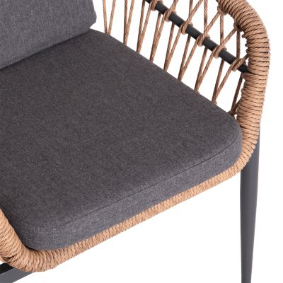 OUTDOOR DINING SET 7PCS KRUM HM21157 DARK GREY ALUMINUM--P.E. RATTAN