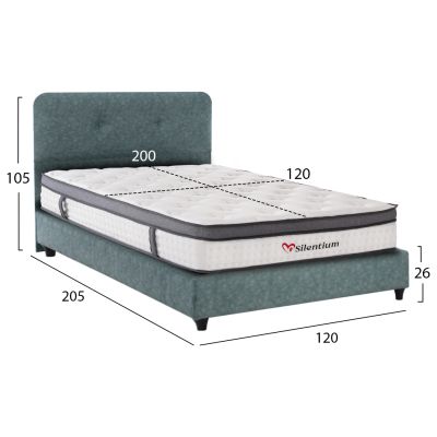 SEMI-DOUBLE BED WITH MATTRESS DOLORES HM10746.04 t.NUBUCK FABRIC IN LIGHT GREEN--FOR 120x200cm.