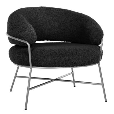 ARMCHAIR TRUDI HM8639.34 BLACK BOUCLE FABRIC AND SILVER METAL FRAME 84x79x76Hcm.