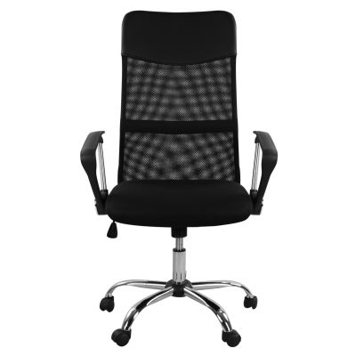 Офис стол HM1000.01 Черен С Мрежа и хромирана основа 61x56x118 см