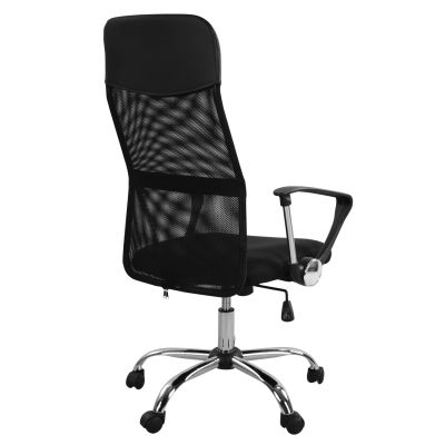 Офис стол HM1000.01 Черен С Мрежа и хромирана основа 61x56x118 см