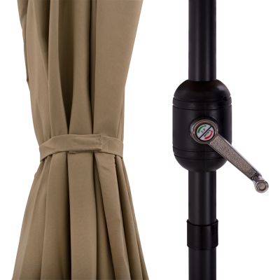 OUTDOOR DINING SET 6PCS BRAVO HM11543.02 DINING TABLE-UMBRELLA-4 ARMCHAIRS--BROWN COLOR