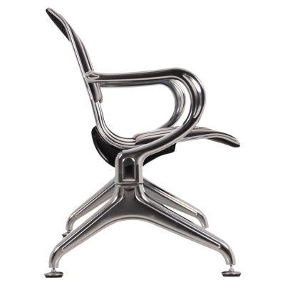 BENCH 3-SEATER AIRPORT-TYPE AVIATOR HM18400 METALLIC WITH BLACK PU 172x55x76Hcm.