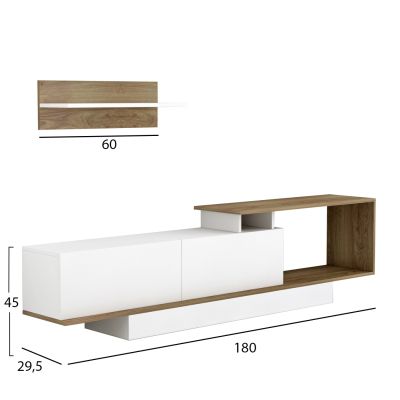 TV FURNITURE SET GARCELLE HM8904.11 MELAMINE IN NATURAL-WHITE 180x29,6x45Hcm.