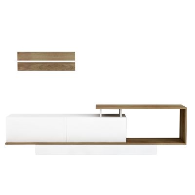 TV FURNITURE SET GARCELLE HM8904.11 MELAMINE IN NATURAL-WHITE 180x29,6x45Hcm.