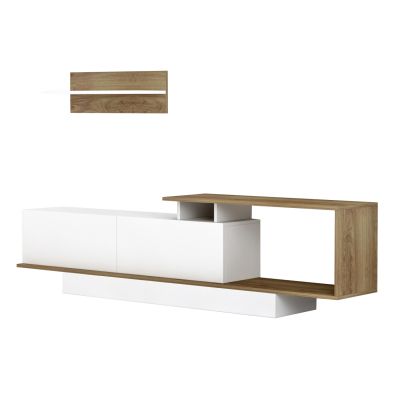 TV FURNITURE SET GARCELLE HM8904.11 MELAMINE IN NATURAL-WHITE 180x29,6x45Hcm.