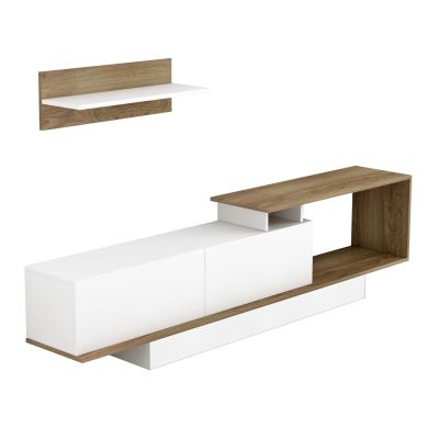 TV FURNITURE SET GARCELLE HM8904.11 MELAMINE IN NATURAL-WHITE 180x29,6x45Hcm.