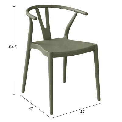 OUTDOOR DINING CHAIR BRAVE HM6625.05 POLPYPROPYLENE IN OLIVE GREEN 47x42x84.5Hcm