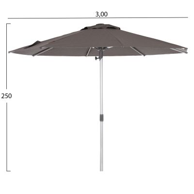 ПРОФЕСИОНАЛЕН ЧАДЪР Φ3,00 м GLADELL - СИВ АБЕНАЗ - АНОДИРАН АЛУМИНИЙ (БЕЗ ОСНОВА)