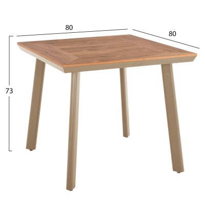 ALUMINUM DINING TABLE SQUARE TABER HM5563.04 CAPPUCCINO WITH POLYWOOD TOP 80x80x73Hcm.