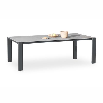 DINING TABLE PUNDER HM6483.01 ALUMINUM IN GREY--SINTERED STONE TOP 220x100x75Hcm.