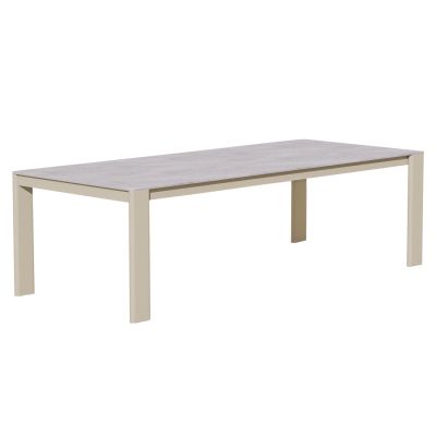 DINING TABLE PUNDER HM6483.02 ALUMINUM IN CREAM WHITE--SINTERED STONE TOP 220x100x75Hcm.