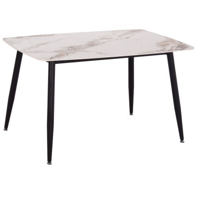 DINING TABLE RAVEN HM9854.04 CERAMIC TOP IN CALACATTA MARBLE SCHEME-BLACK METAL LEGS 120x70x73Hcm.