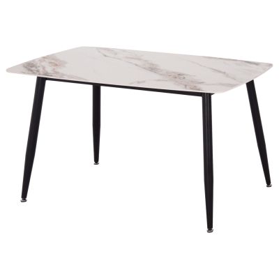 DINING TABLE RAVEN HM9854.04 CERAMIC TOP IN CALACATTA MARBLE SCHEME-BLACK METAL LEGS 120x70x73Hcm.