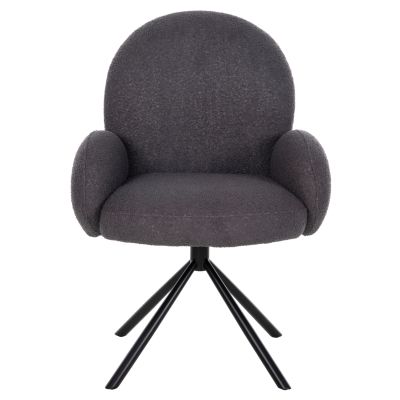 ARMCHAIR SWIVEL WINON HM9778.01 GREY TEDDY FABRIC-BLACK METAL BASE 65x67x92Hcm.