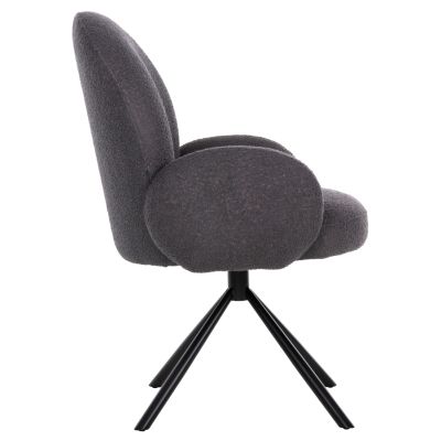 ARMCHAIR SWIVEL WINON HM9778.01 GREY TEDDY FABRIC-BLACK METAL BASE 65x67x92Hcm.