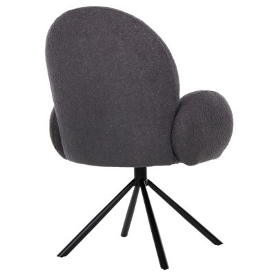 ARMCHAIR SWIVEL WINON HM9778.01 GREY TEDDY FABRIC-BLACK METAL BASE 65x67x92Hcm.