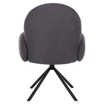 ARMCHAIR SWIVEL WINON HM9778.01 GREY TEDDY FABRIC-BLACK METAL BASE 65x67x92Hcm.