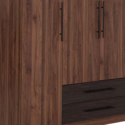 WARDROBE 3-LEAF WITH 2 DRAWERS CARYS HM746.11 MELAMINE IN WALNUT/WENGE 150x55.5x160Hcm
