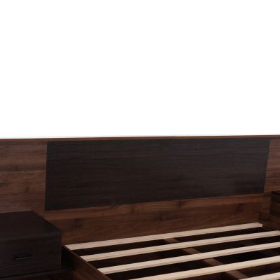 DOUBLE BED WITH NIGHTSTANDS CARYS HM744.11 MELAMINE IN WALNUT/ZEBRANO--MATTRESS 160x200cm